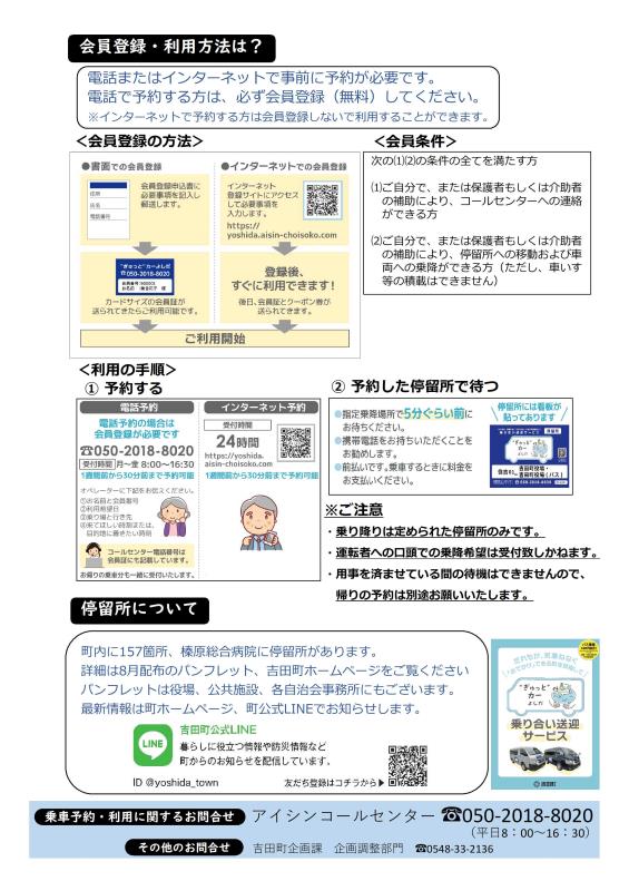 “ぎゅっと”カーよしだ通信第1号裏面