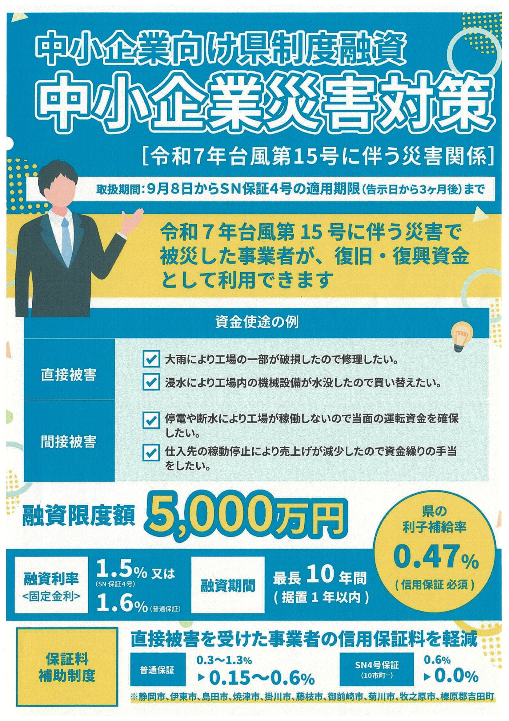 中小企業災害対策資金チラシ表